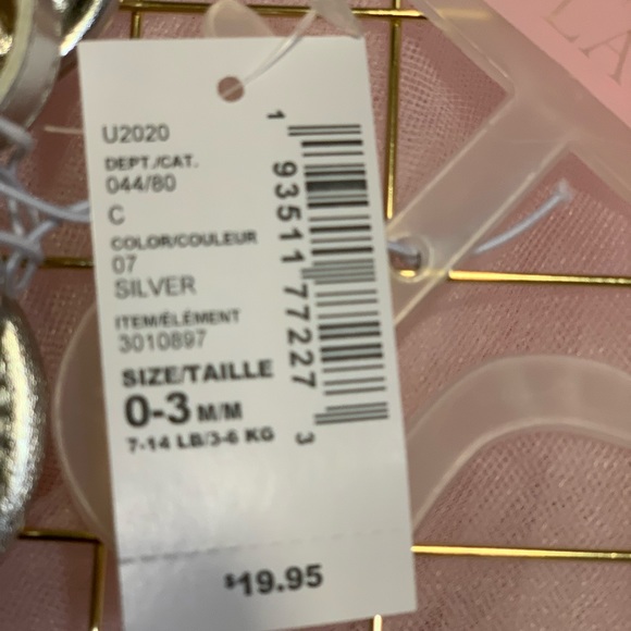 Infant Girls Silver Metallic Sandals Sz 0-3 Months - Picture 4 of 4